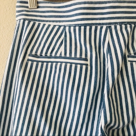 Madewell High Rise Wide Leg Cropped Pants Lace Up Striped Blue White Size 0 - Picture 4 of 6